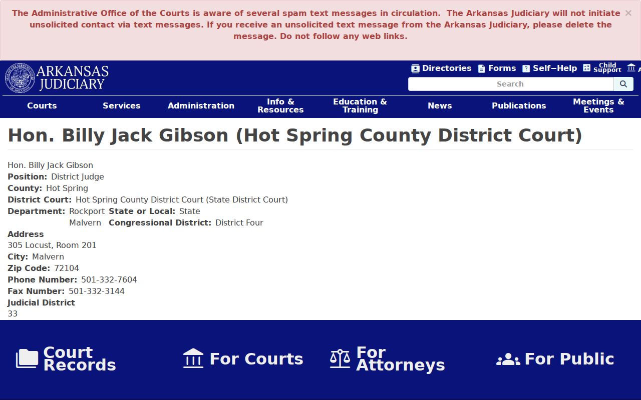 Current Hot Spring County district judge profile
