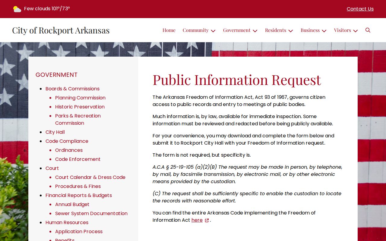 Rockport public information request instructions